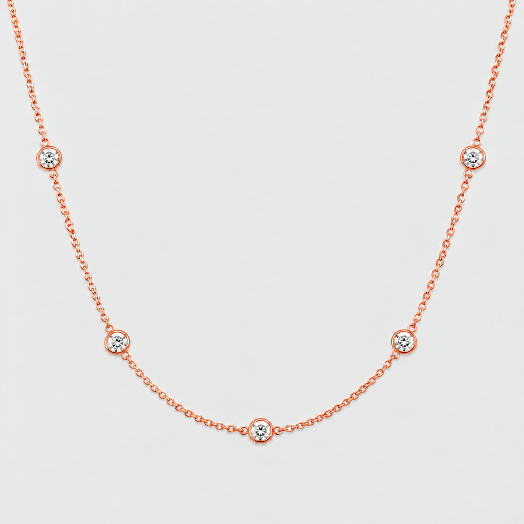 Lab Grown Diamond Round Cut Station Necklace 0.30 Ct. (EF/VVS-VS)