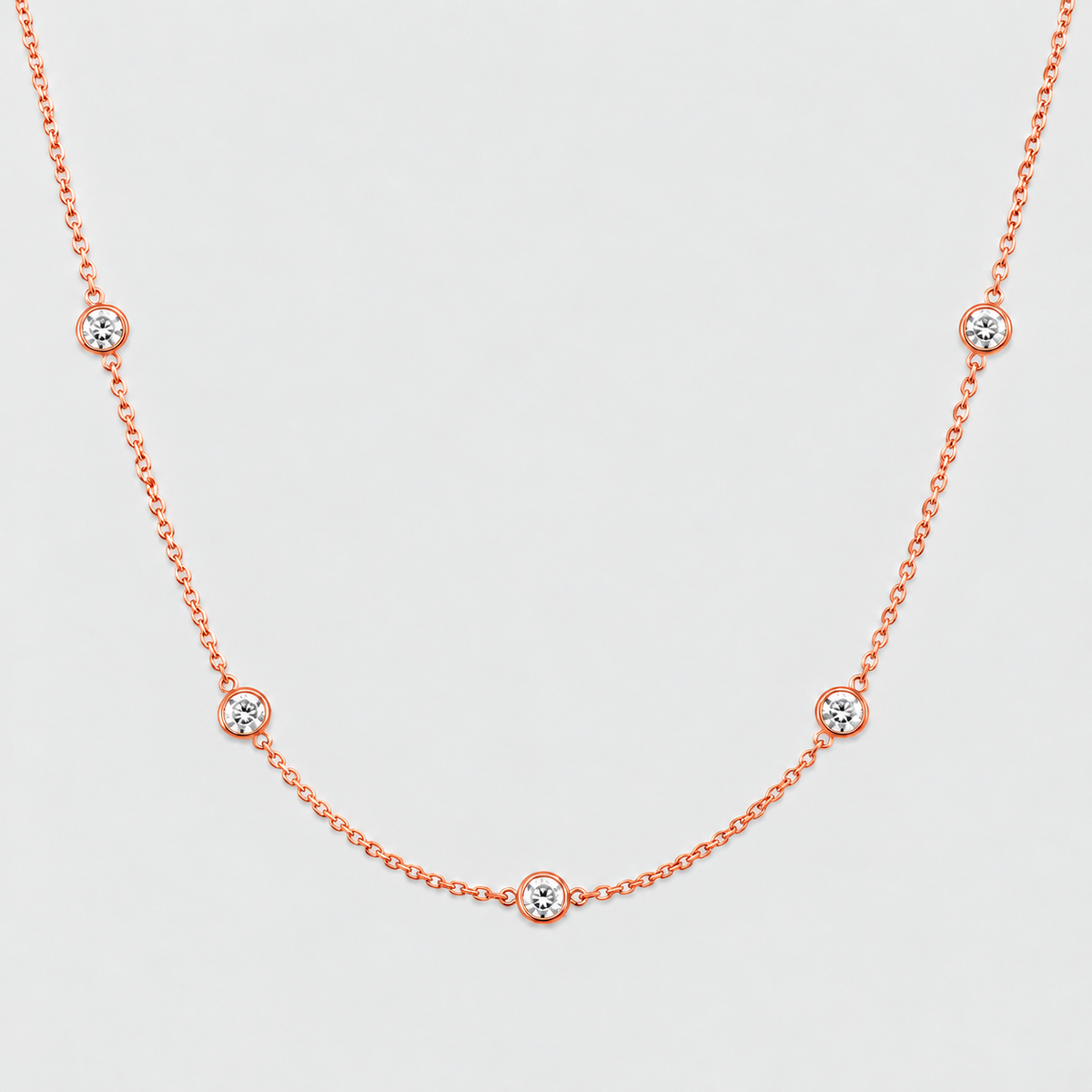 Lab Grown Diamond Round Cut Station Necklace 0.30 Ct. (EF/VVS-VS)