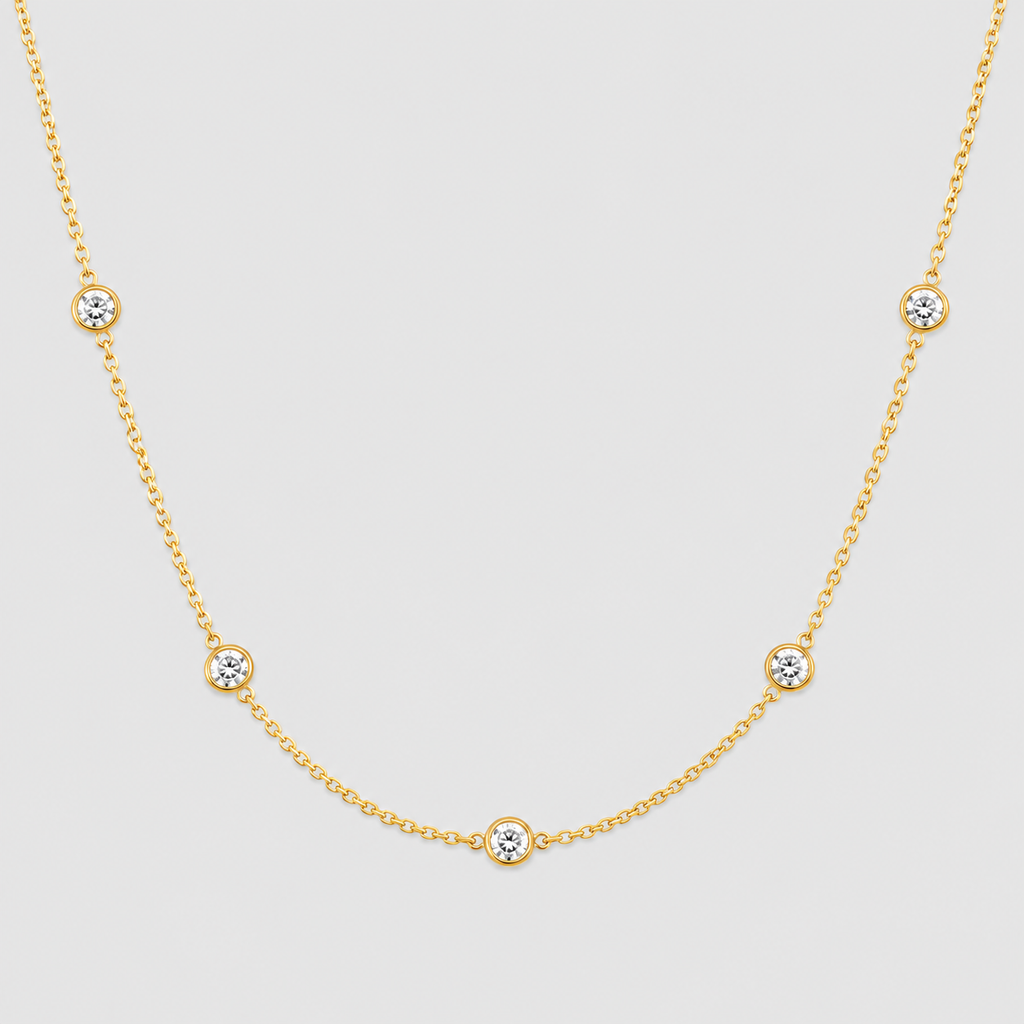 Lab Grown Diamond Round Cut Station Necklace 0.30 Ct. (EF/VVS-VS)