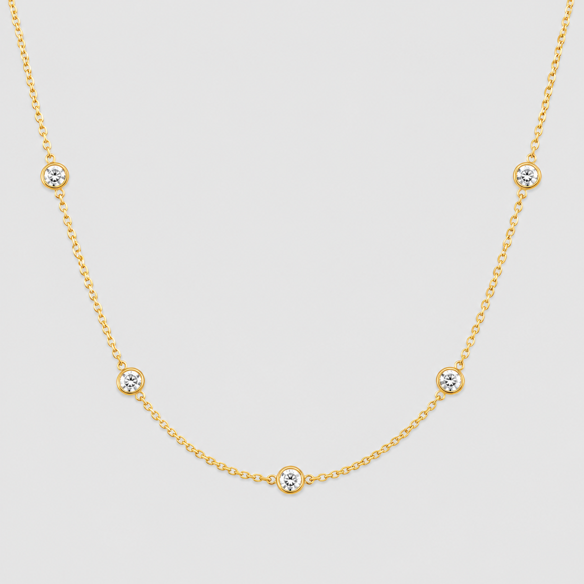 Lab Grown Diamond Round Cut Station Necklace 0.30 Ct. (EF/VVS-VS)