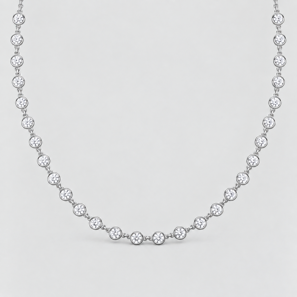 6 Ct. Lab Grown Diamond Round Cut Station Necklace (EF/VVS-VS)