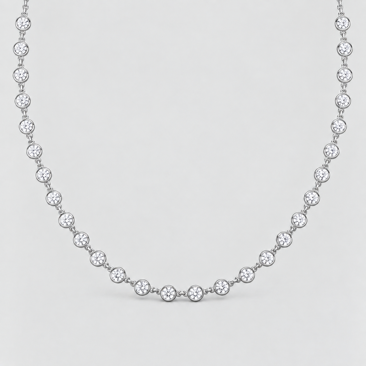 6 Ct. Lab Grown Diamond Round Cut Station Necklace (EF/VVS-VS)