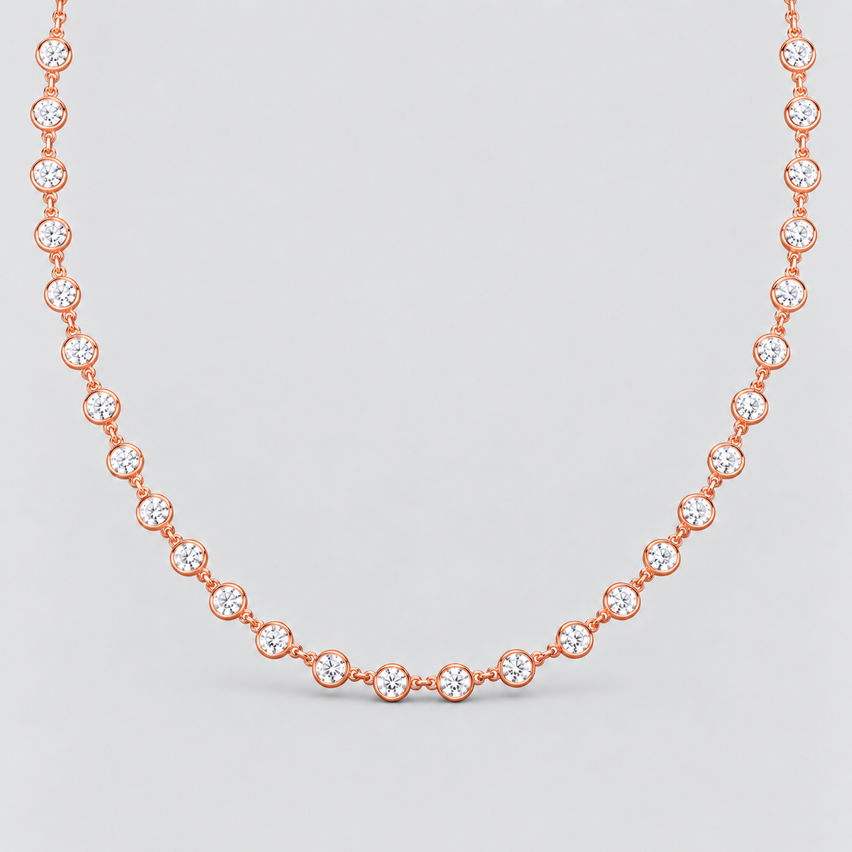 6 Ct. Lab Grown Diamond Round Cut Station Necklace (EF/VVS-VS)