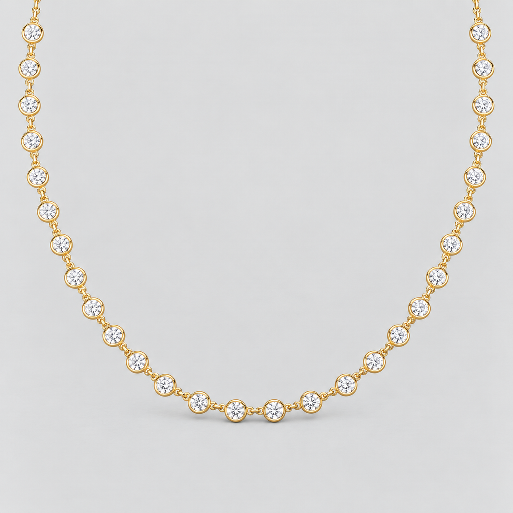 6 Ct. Lab Grown Diamond Round Cut Station Necklace (EF/VVS-VS)