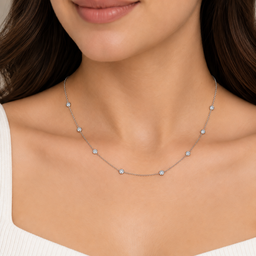 Lab Grown Diamond Station Necklace 0.50 Ct. (EF/VVS-VS)