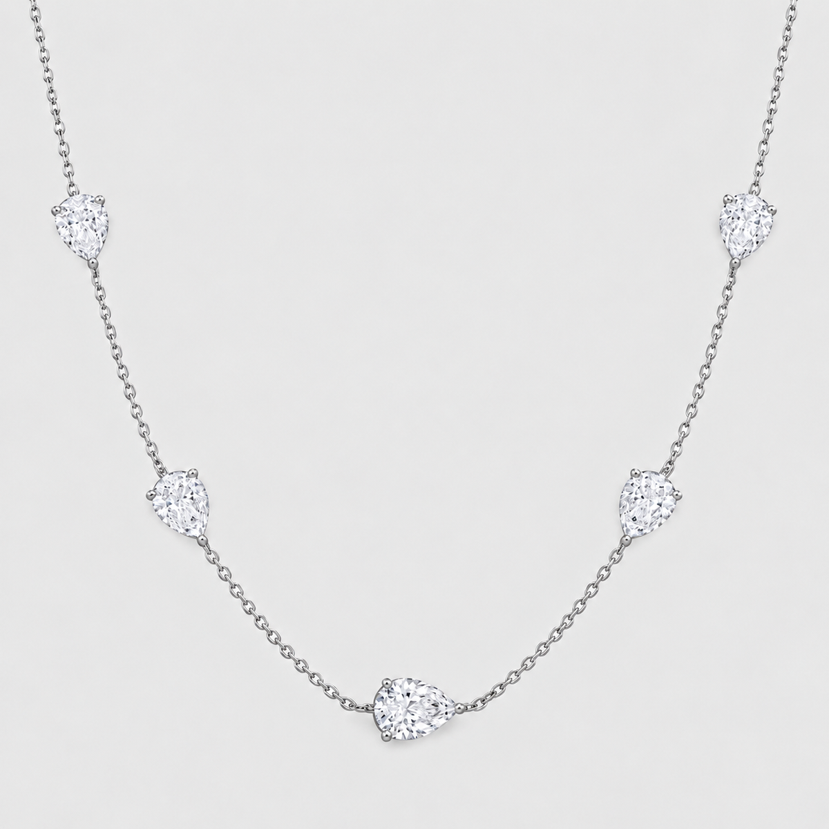 Lab Grown Diamond Pear Cut Station Necklace 0.90 Ct. (EF/VVS-VS)