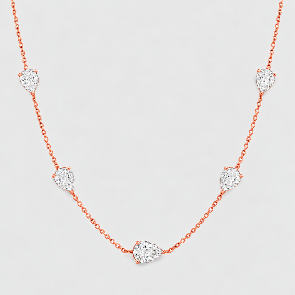 Lab Grown Diamond Pear Cut Station Necklace 0.90 Ct. (EF/VVS-VS)