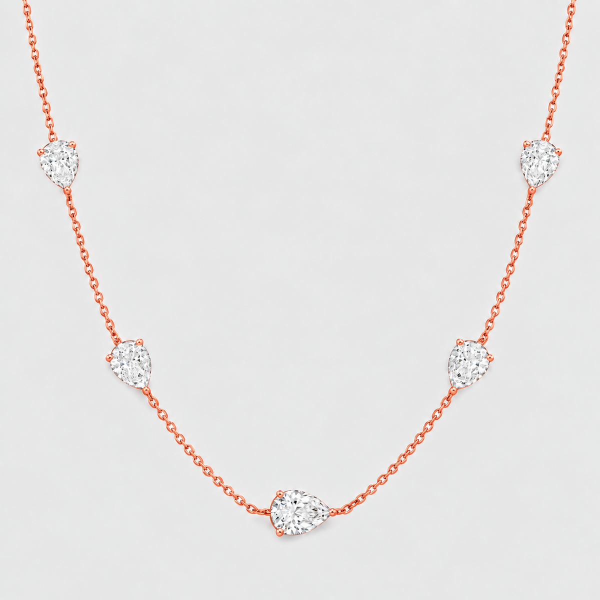 Lab Grown Diamond Pear Cut Station Necklace 0.90 Ct. (EF/VVS-VS)