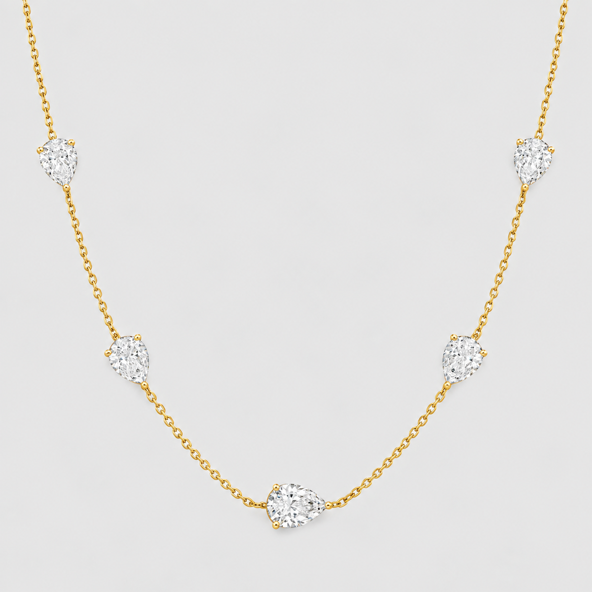 Lab Grown Diamond Pear Cut Station Necklace 0.90 Ct. (EF/VVS-VS)