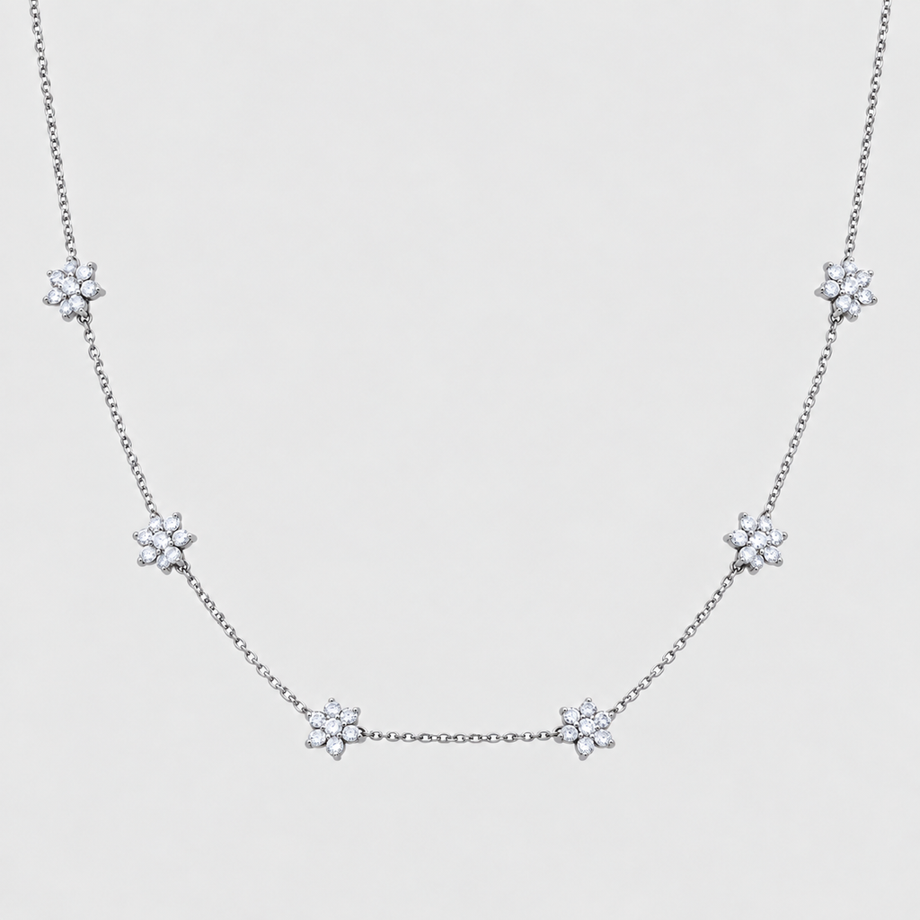 Lab Grown Diamond Flower Station Chain Necklace 0.80 Ct. (EF/VVS-VS)