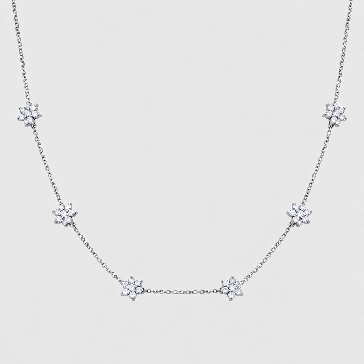 Lab Grown Diamond Flower Station Chain Necklace 0.80 Ct. (EF/VVS-VS)