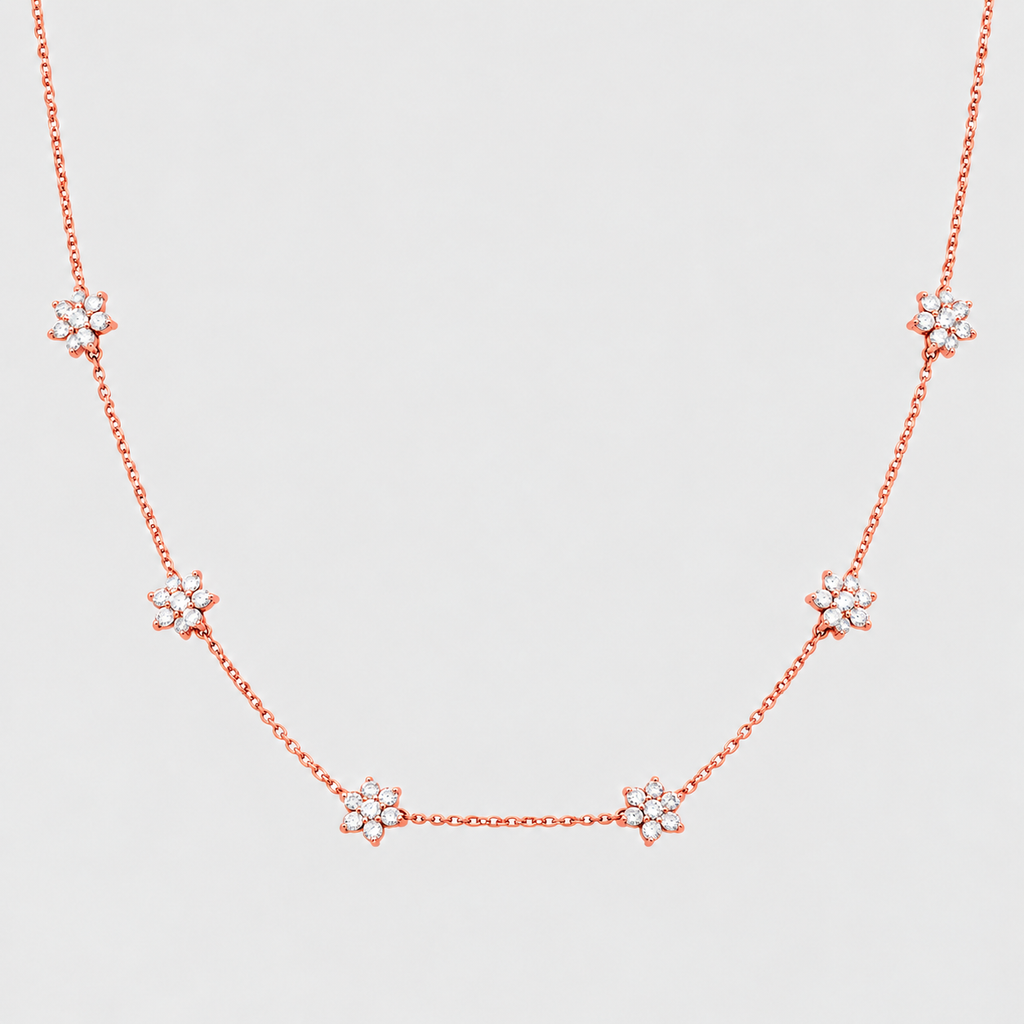 Lab Grown Diamond Flower Station Chain Necklace 0.80 Ct. (EF/VVS-VS)
