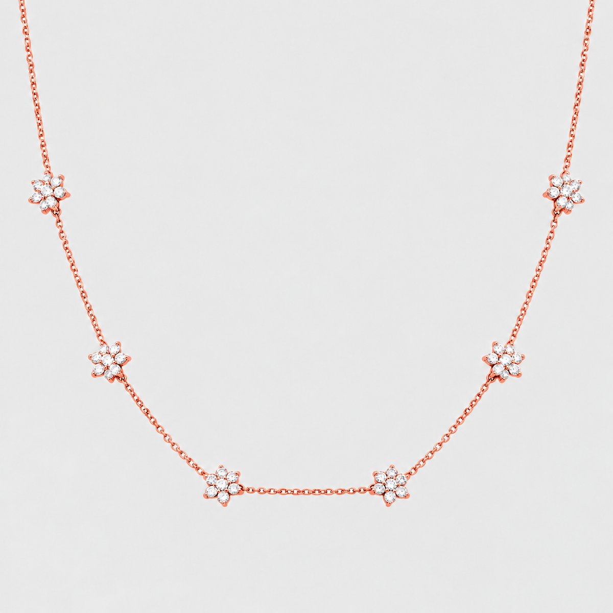 Lab Grown Diamond Flower Station Chain Necklace 0.80 Ct. (EF/VVS-VS)