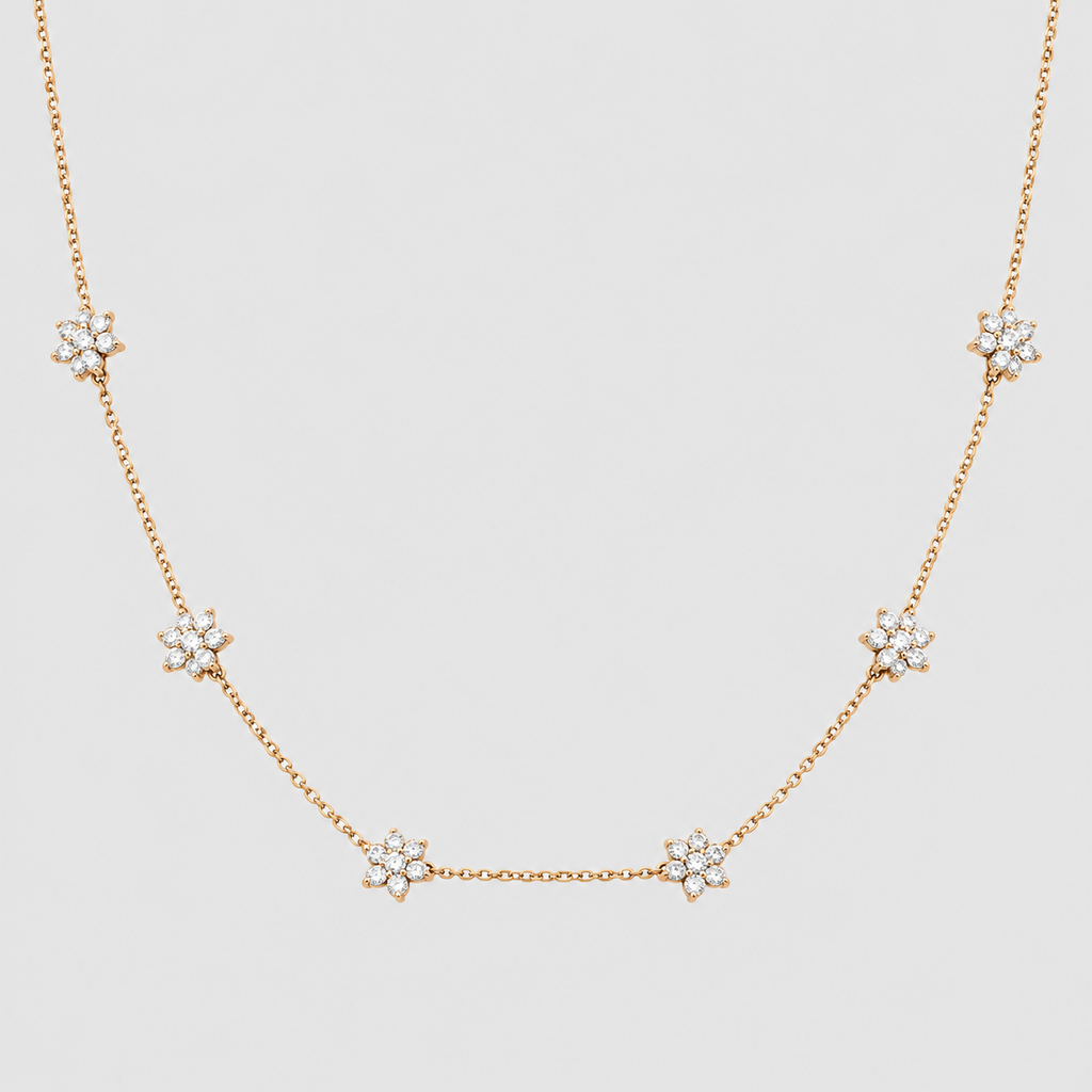 Lab Grown Diamond Flower Station Chain Necklace 0.80 Ct. (EF/VVS-VS)
