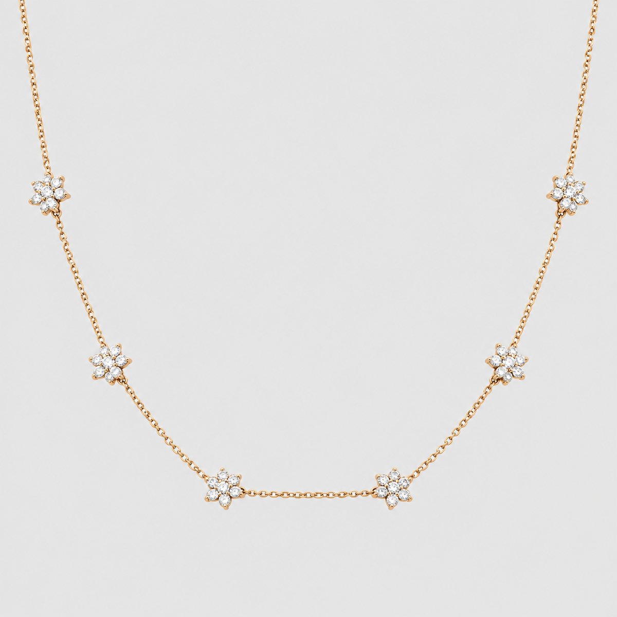Lab Grown Diamond Flower Station Chain Necklace 0.80 Ct. (EF/VVS-VS)