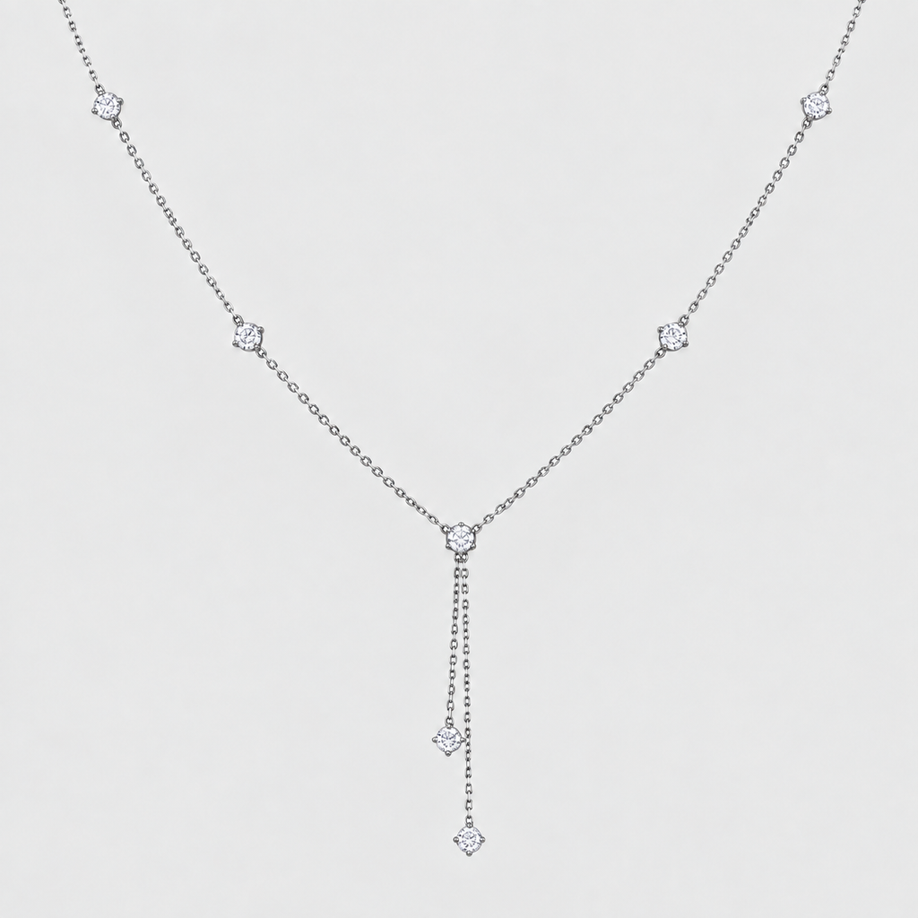 Lab Grown Diamond Round Cut 0.20 Ct. Station Necklace (EF/VVS-VS)