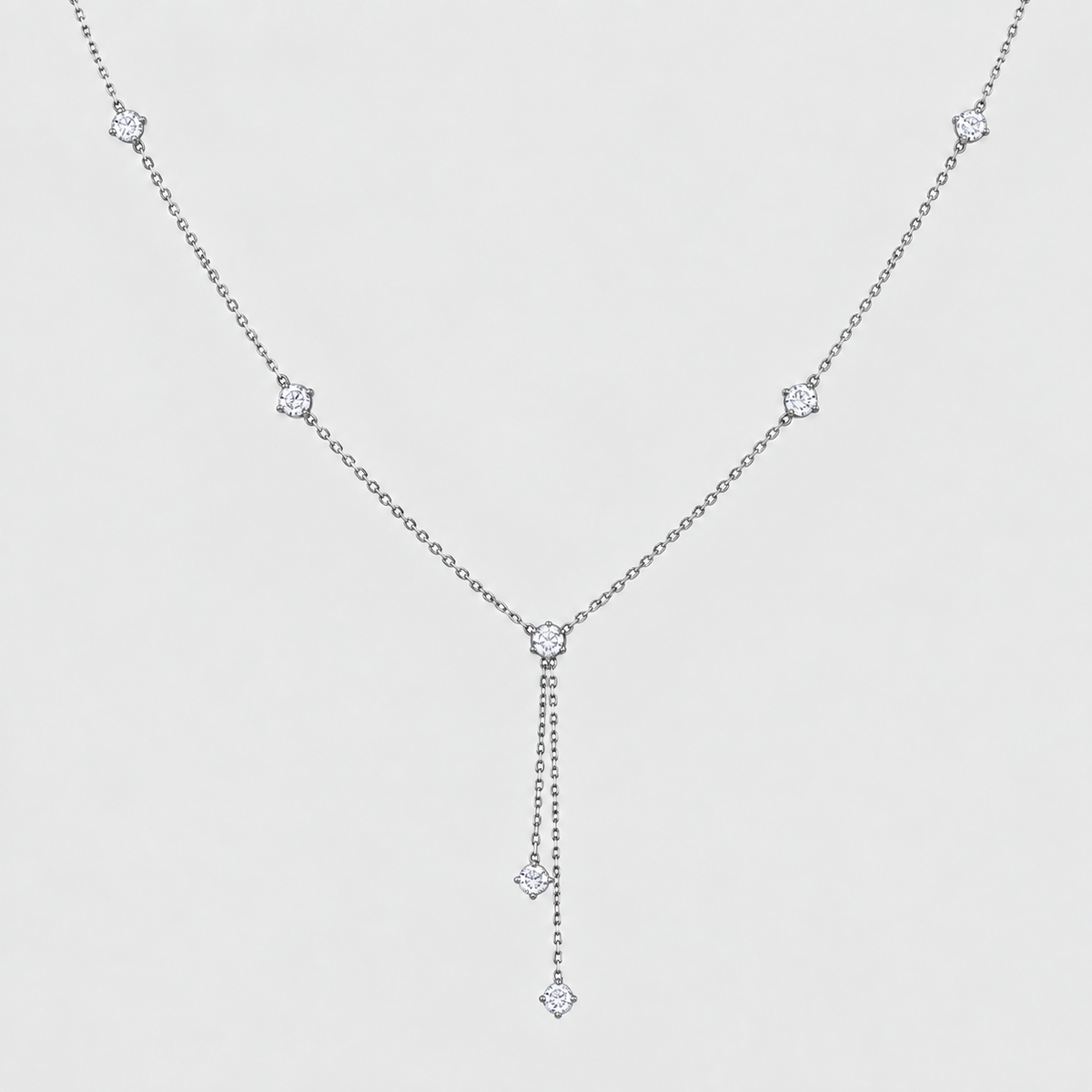 Lab Grown Diamond Round Cut 0.20 Ct. Station Necklace (EF/VVS-VS)