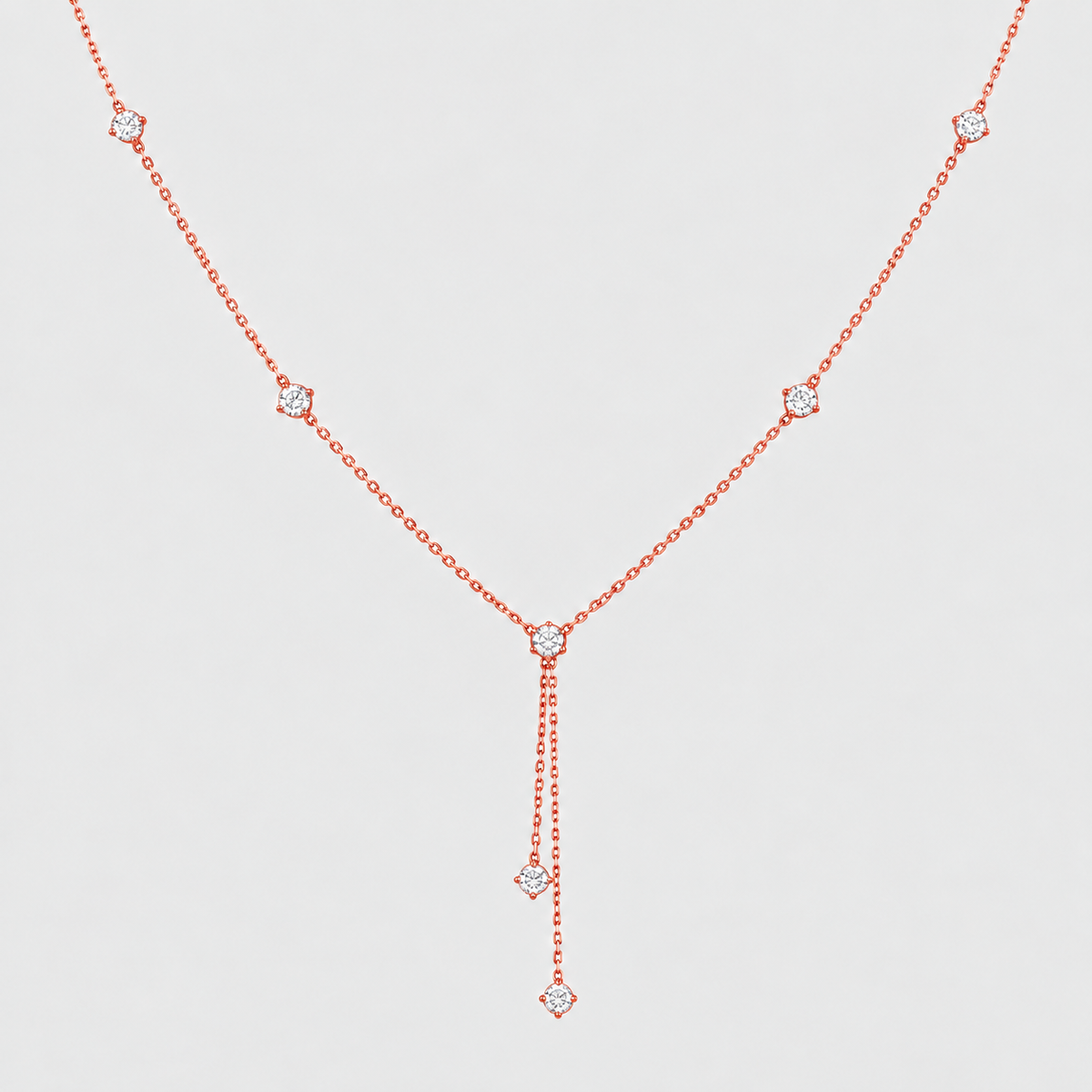 Lab Grown Diamond Round Cut 0.20 Ct. Station Necklace (EF/VVS-VS)
