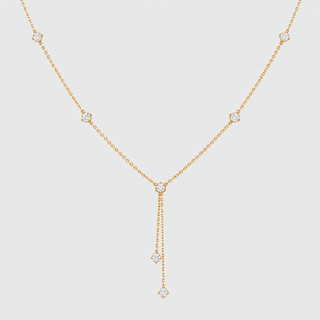 Lab Grown Diamond Round Cut 0.20 Ct. Station Necklace (EF/VVS-VS)