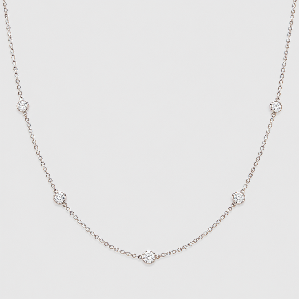 1.5 Ct. Lab Grown Diamond Round Cut Station Necklace (EF/VVS-VS)