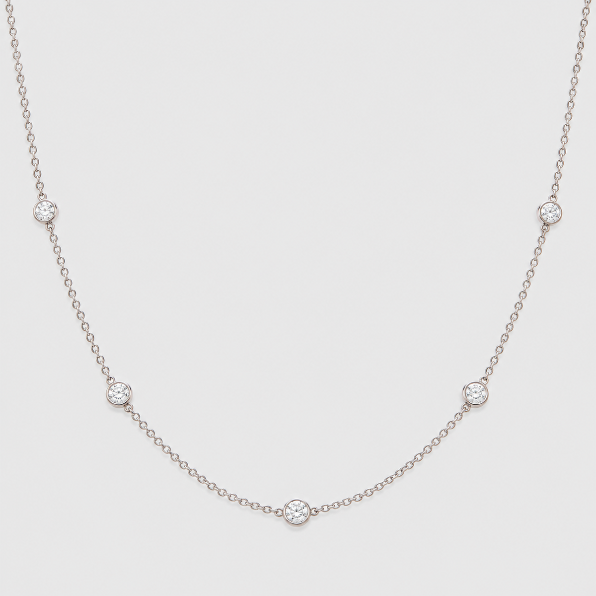 1.5 Ct. Lab Grown Diamond Round Cut Station Necklace (EF/VVS-VS)