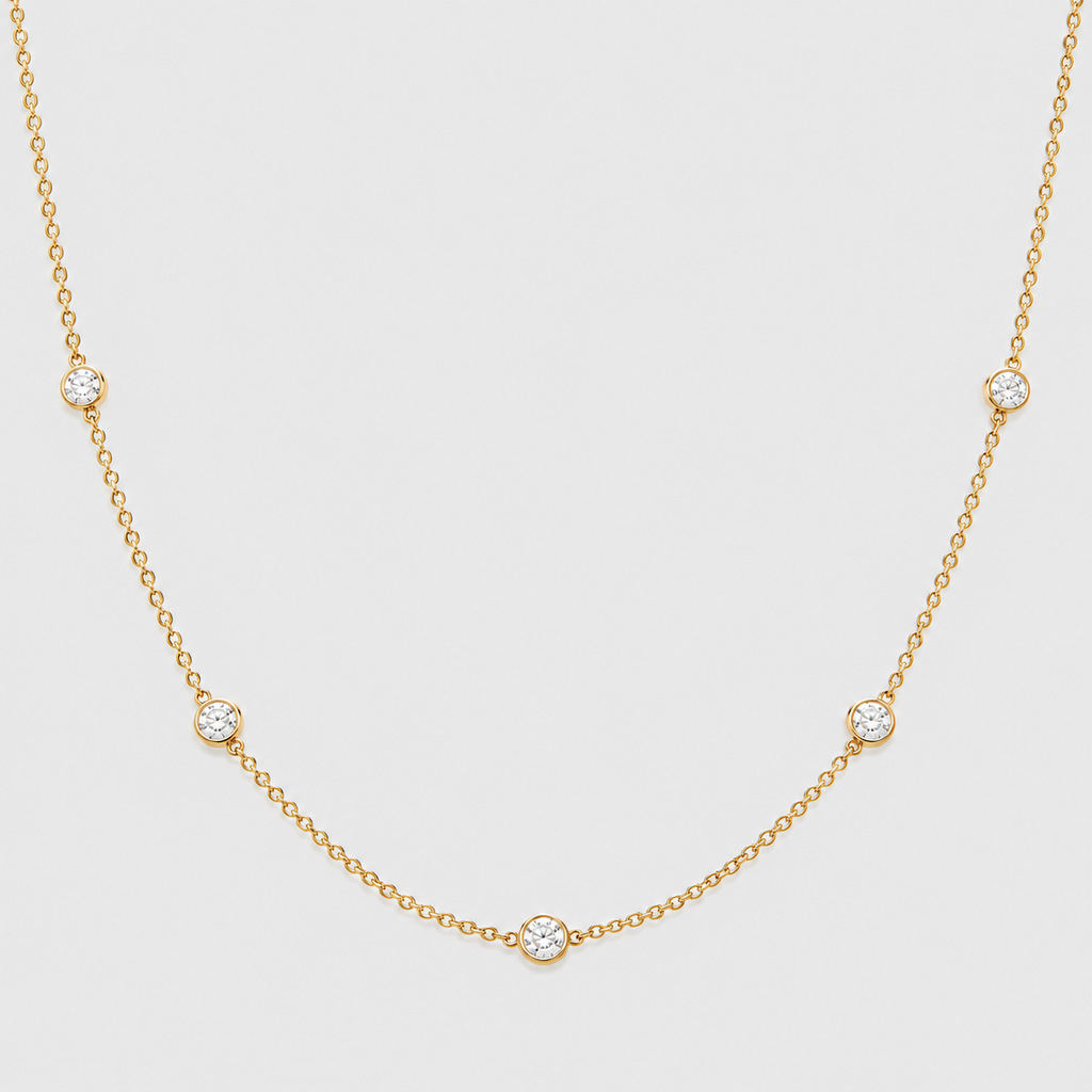 1.5 Ct. Lab Grown Diamond Round Cut Station Necklace (EF/VVS-VS)