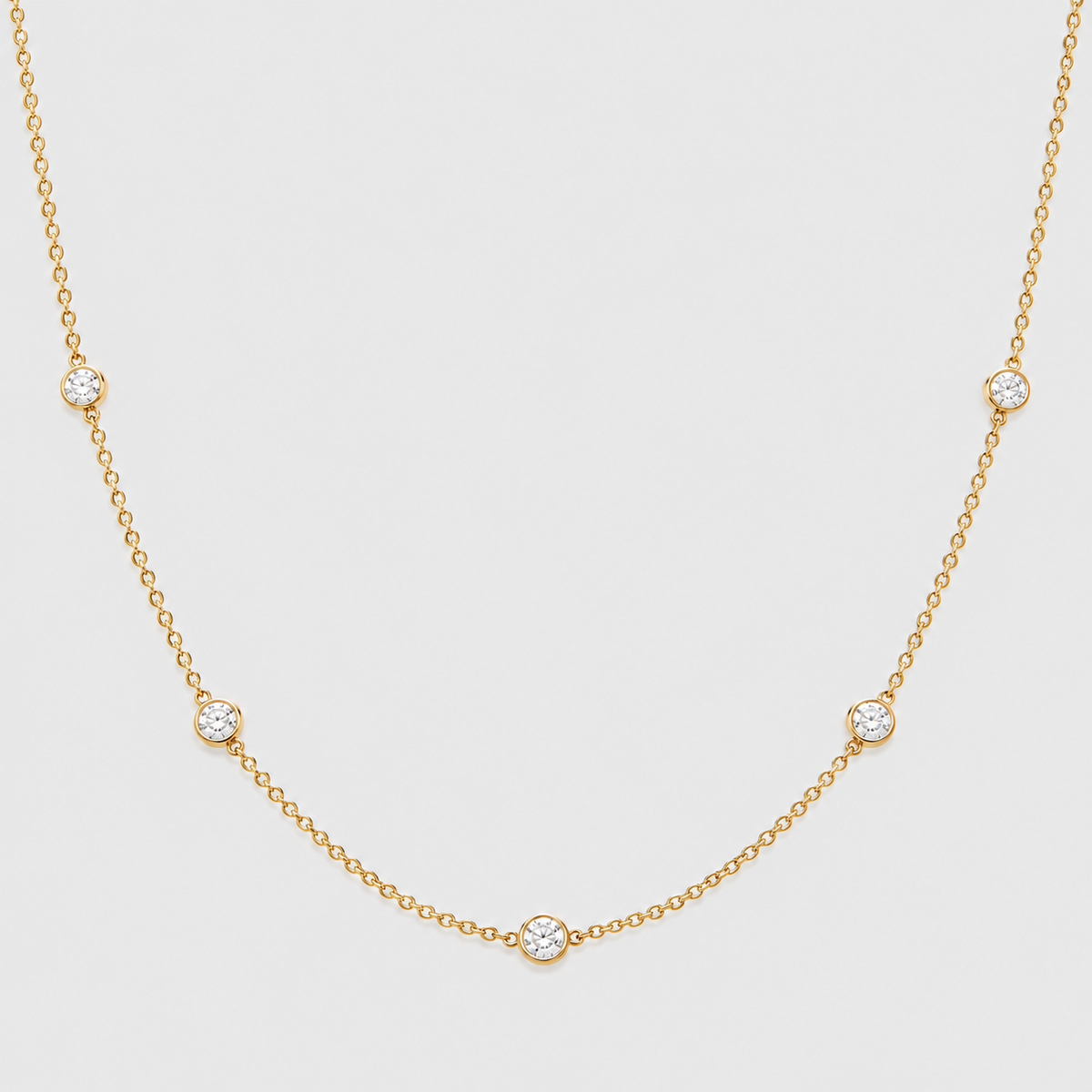 1.5 Ct. Lab Grown Diamond Round Cut Station Necklace (EF/VVS-VS)