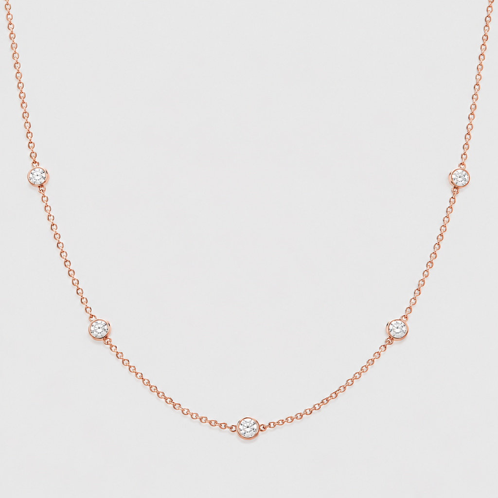 1.5 Ct. Lab Grown Diamond Round Cut Station Necklace (EF/VVS-VS)