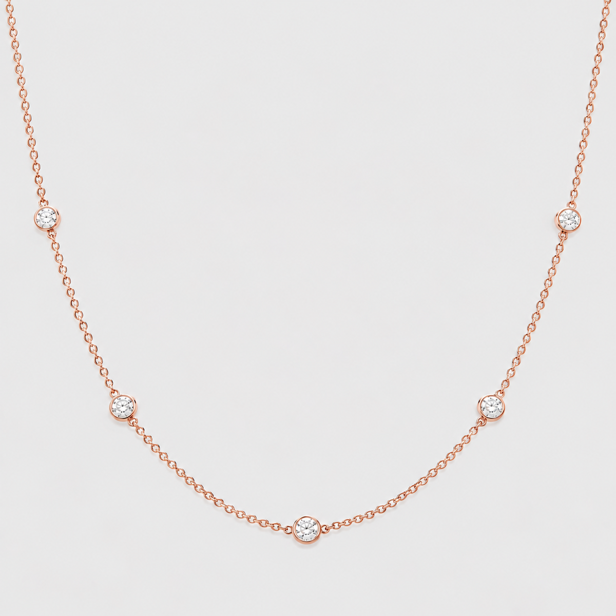 1.5 Ct. Lab Grown Diamond Round Cut Station Necklace (EF/VVS-VS)