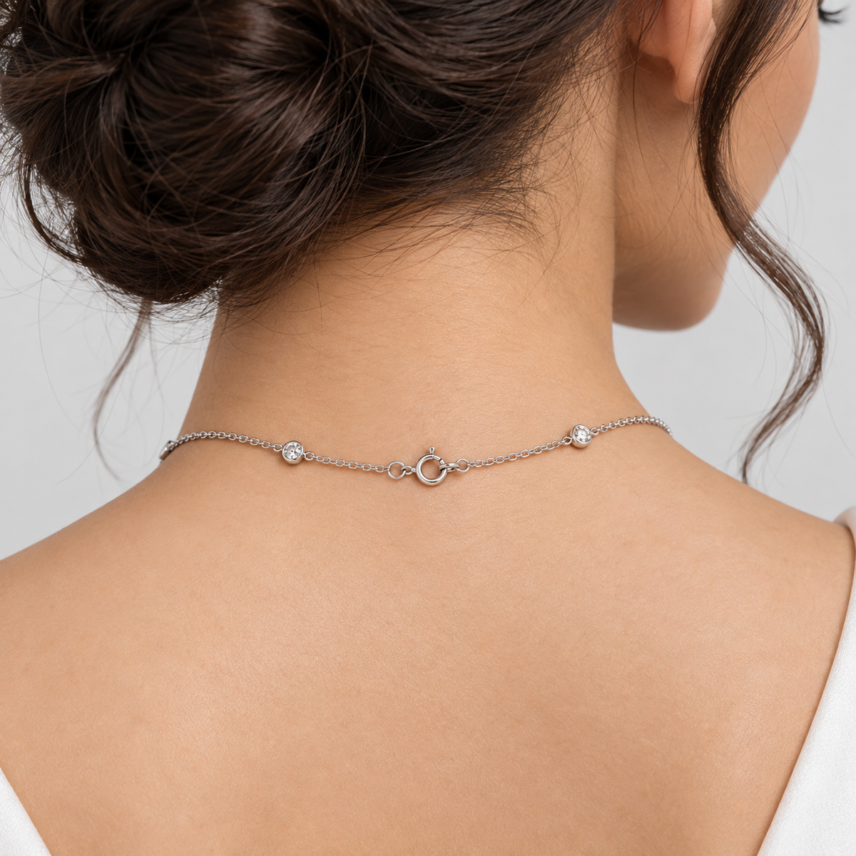 1.5 Ct. Lab Grown Diamond Round Cut Station Necklace (EF/VVS-VS)