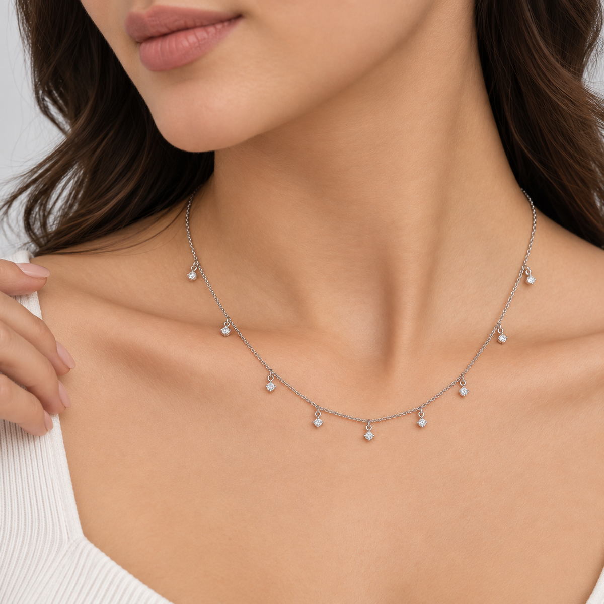 Lab Grown Diamond Round Station Necklace 0.72 Ct. (EF/VVS-VS)