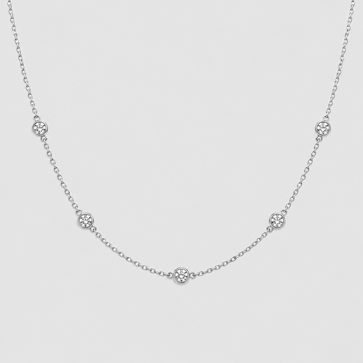 Lab Grown Diamond Station Necklace Round-Cut 0.85 Ct. (EF/VVS-VS)