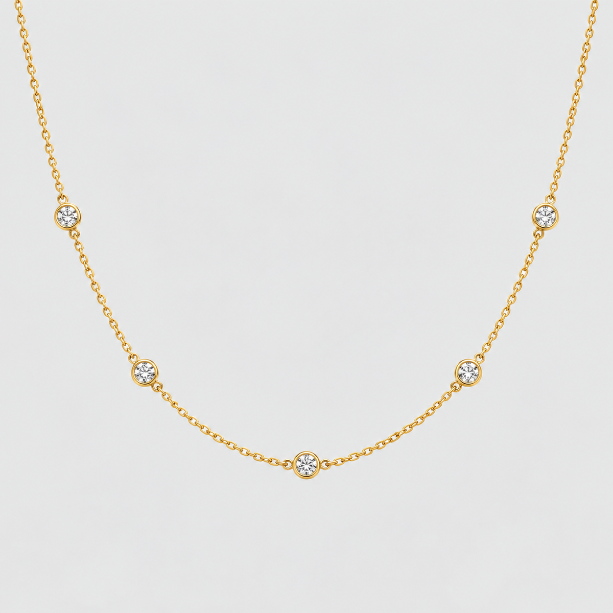 Lab Grown Diamond Station Necklace Round-Cut 0.85 Ct. (EF/VVS-VS)