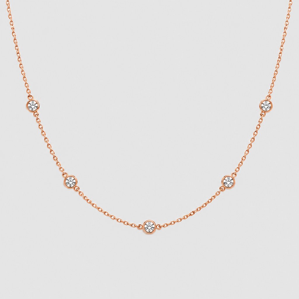Lab Grown Diamond Station Necklace Round-Cut 0.85 Ct. (EF/VVS-VS)