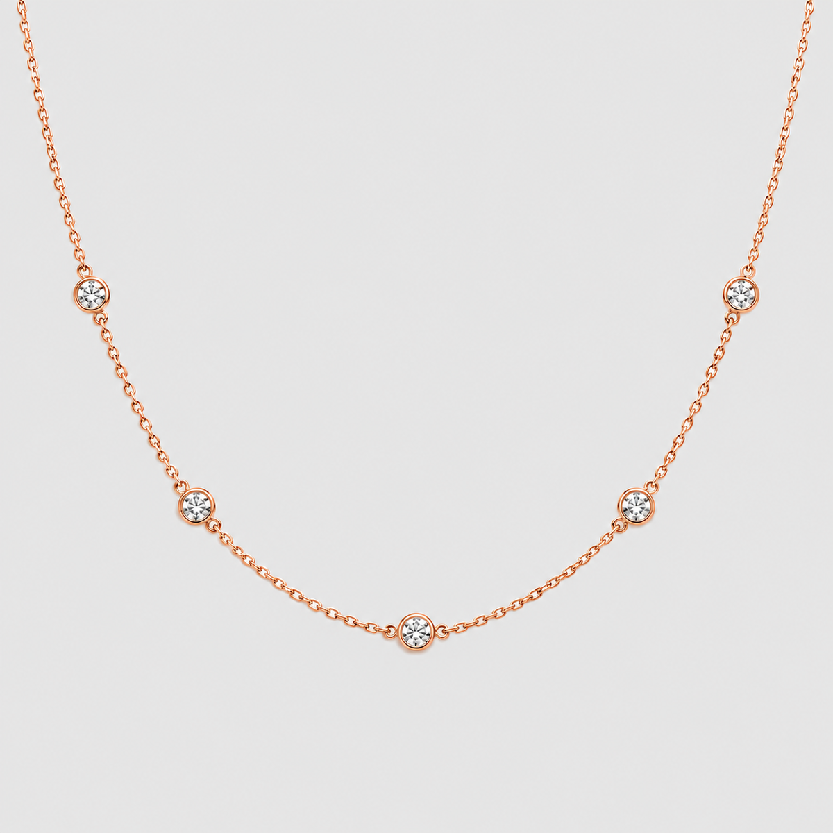 Lab Grown Diamond Station Necklace Round-Cut 0.85 Ct. (EF/VVS-VS)