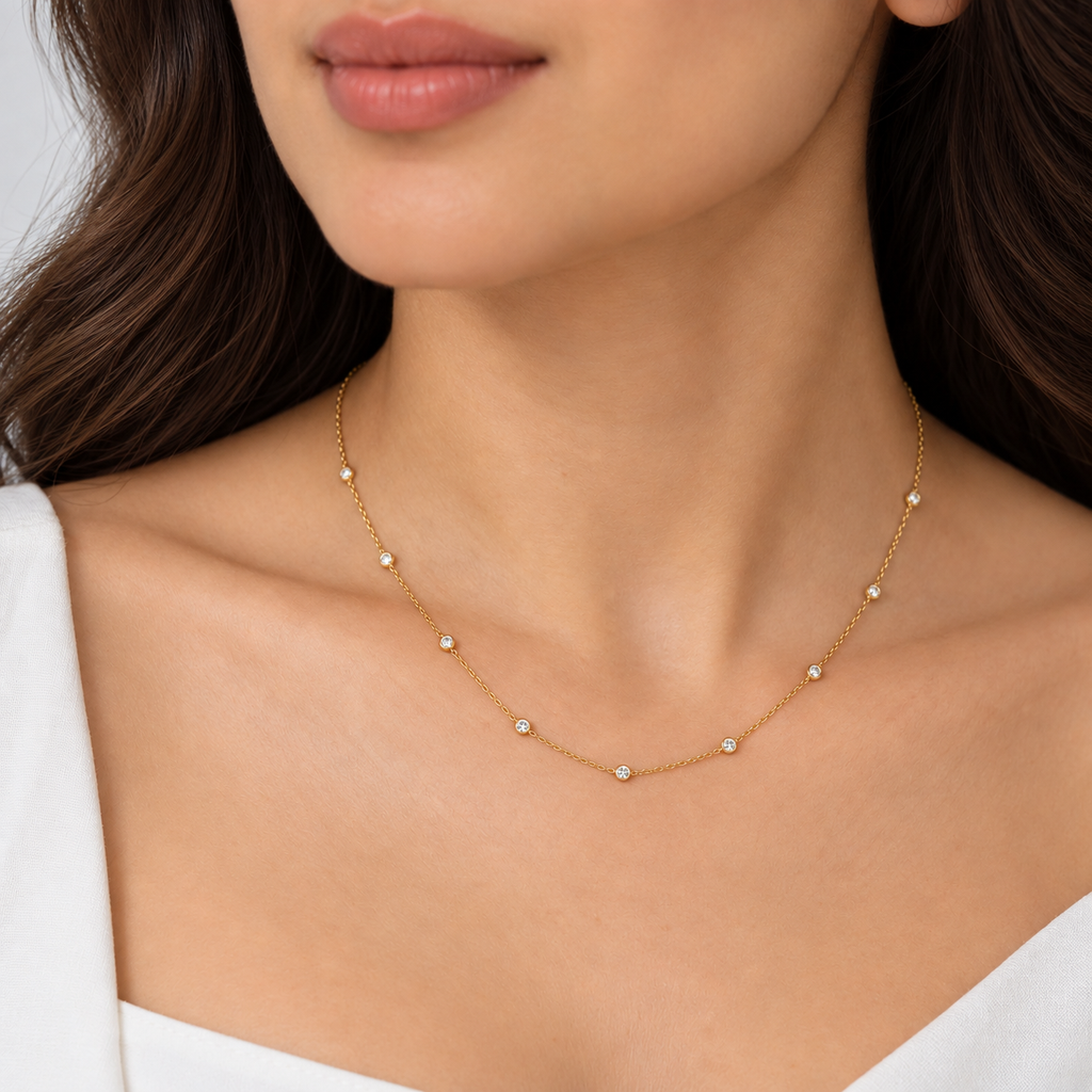 Lab Grown Diamond Station Necklace 0.36 Ct. (EF/VVS-VS)