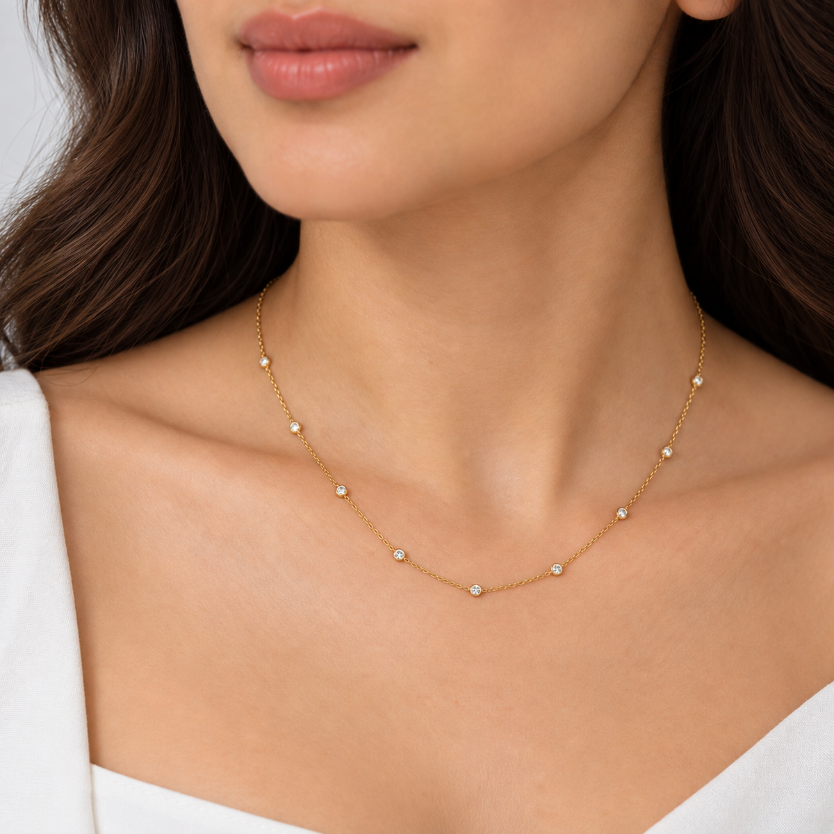 Lab Grown Diamond Station Necklace 0.36 Ct. (EF/VVS-VS)