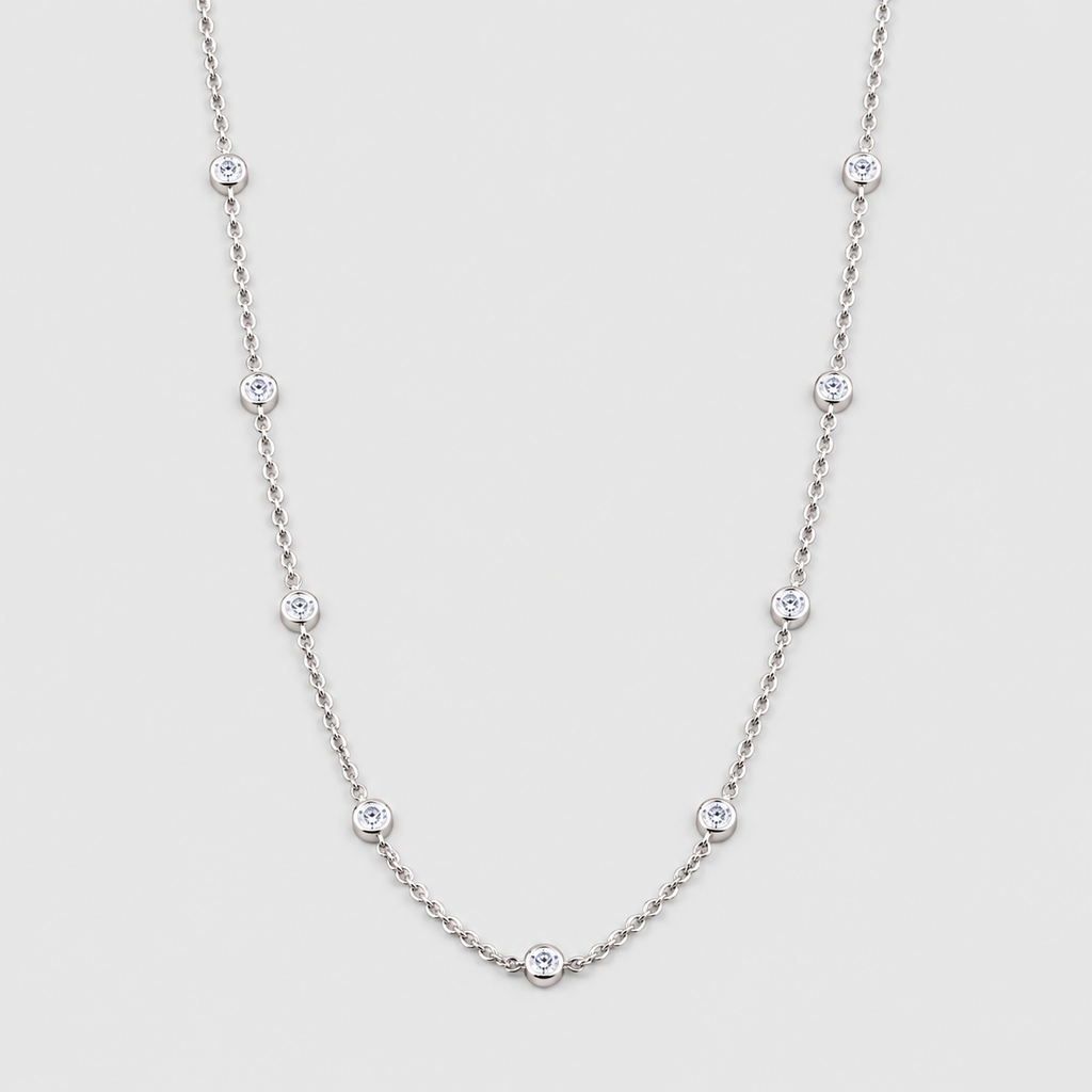 Lab Grown Diamond Round-Cut Station Necklace 0.90 Ct. (EF/VVS-VS)