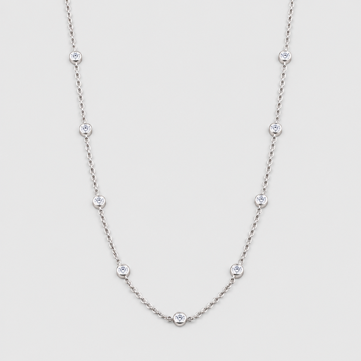 Lab Grown Diamond Round-Cut Station Necklace 0.90 Ct. (EF/VVS-VS)