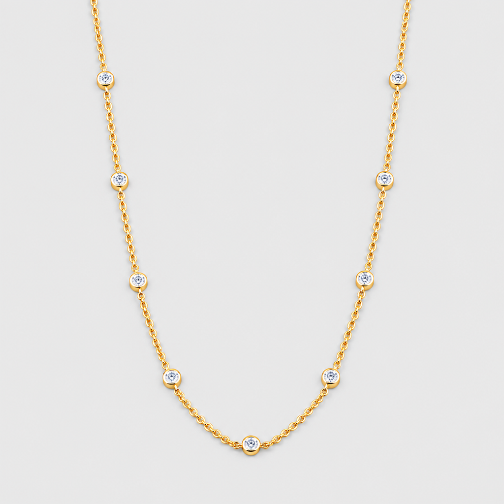 Lab Grown Diamond Round-Cut Station Necklace 0.90 Ct. (EF/VVS-VS)