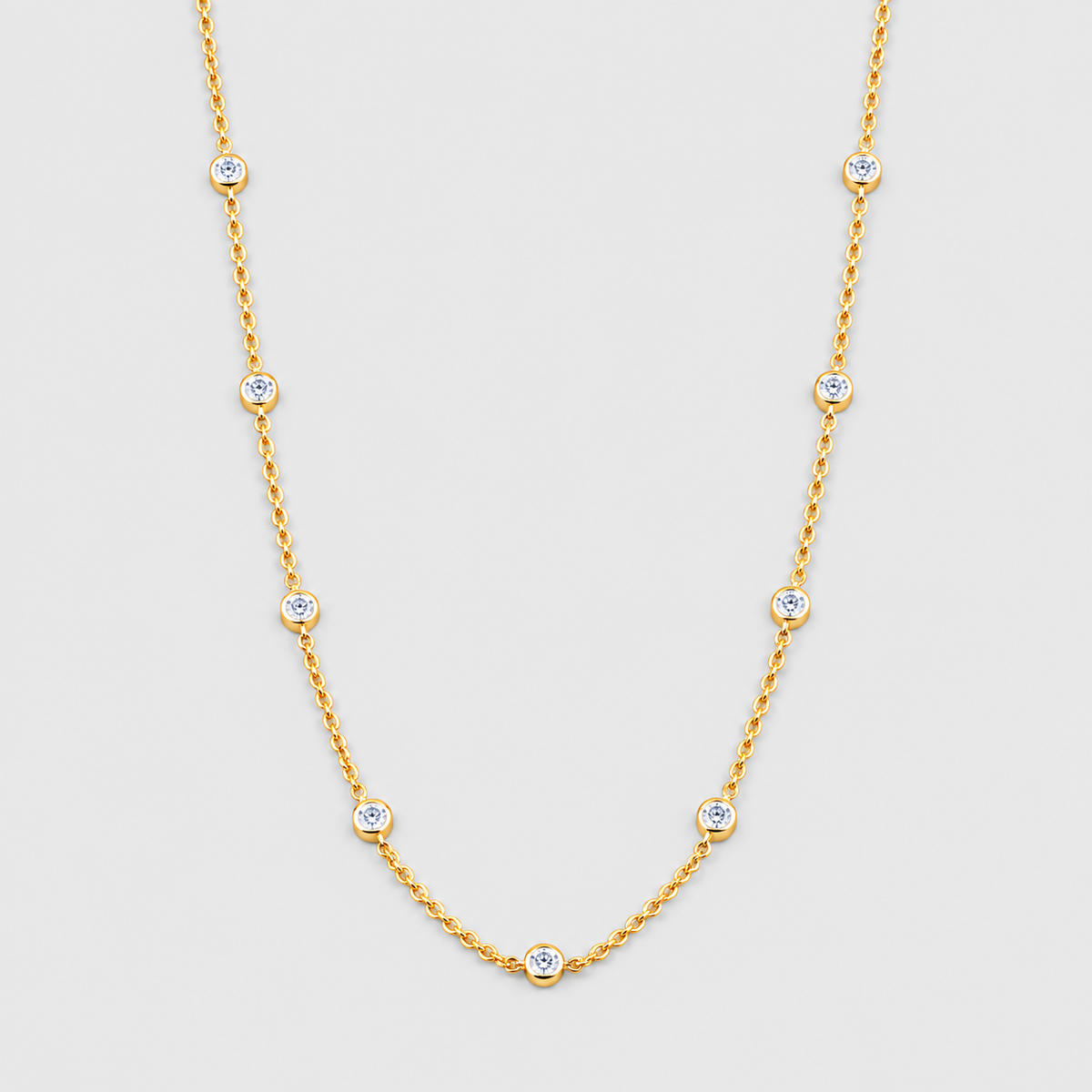Lab Grown Diamond Round-Cut Station Necklace 0.90 Ct. (EF/VVS-VS)