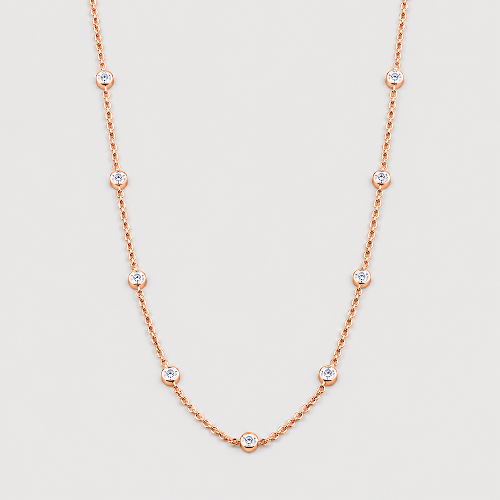Lab Grown Diamond Round-Cut Station Necklace 0.90 Ct. (EF/VVS-VS)
