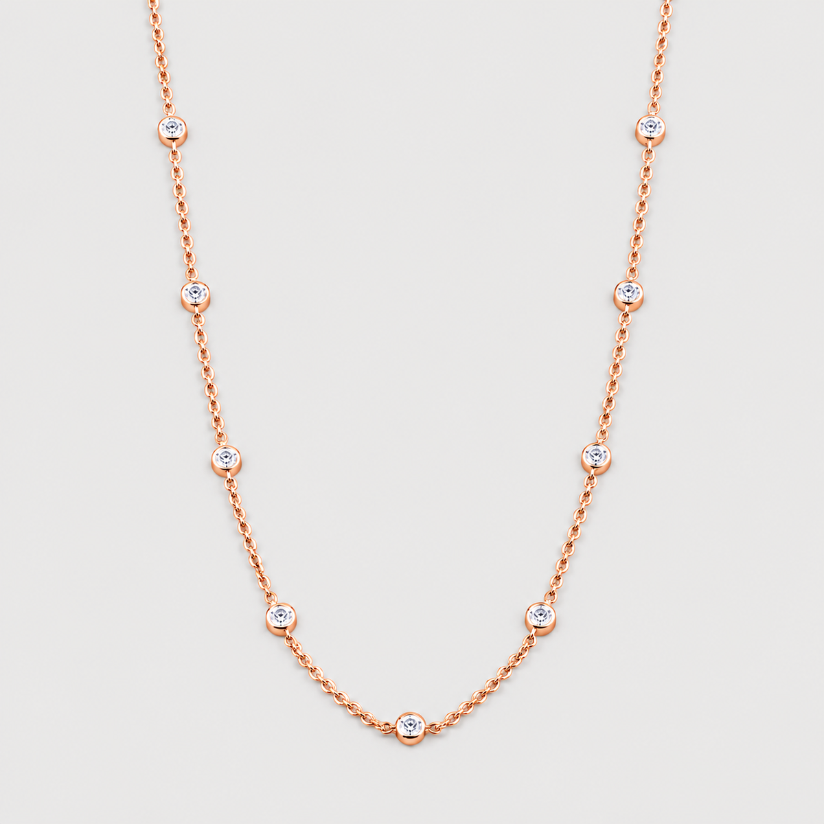 Lab Grown Diamond Round-Cut Station Necklace 0.90 Ct. (EF/VVS-VS)