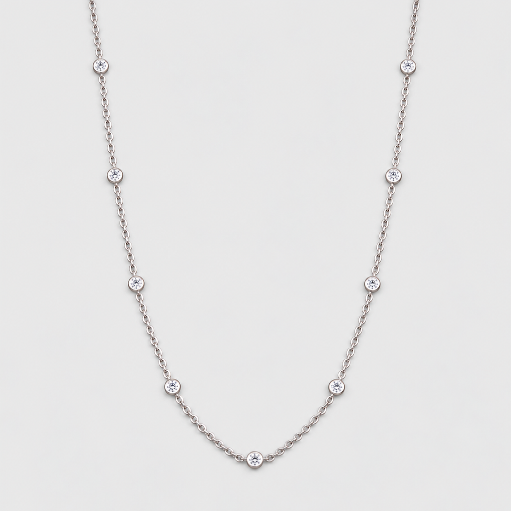1 Ct. Lab Grown Diamond Round Cut Station Necklace (EF/VVS-VS)