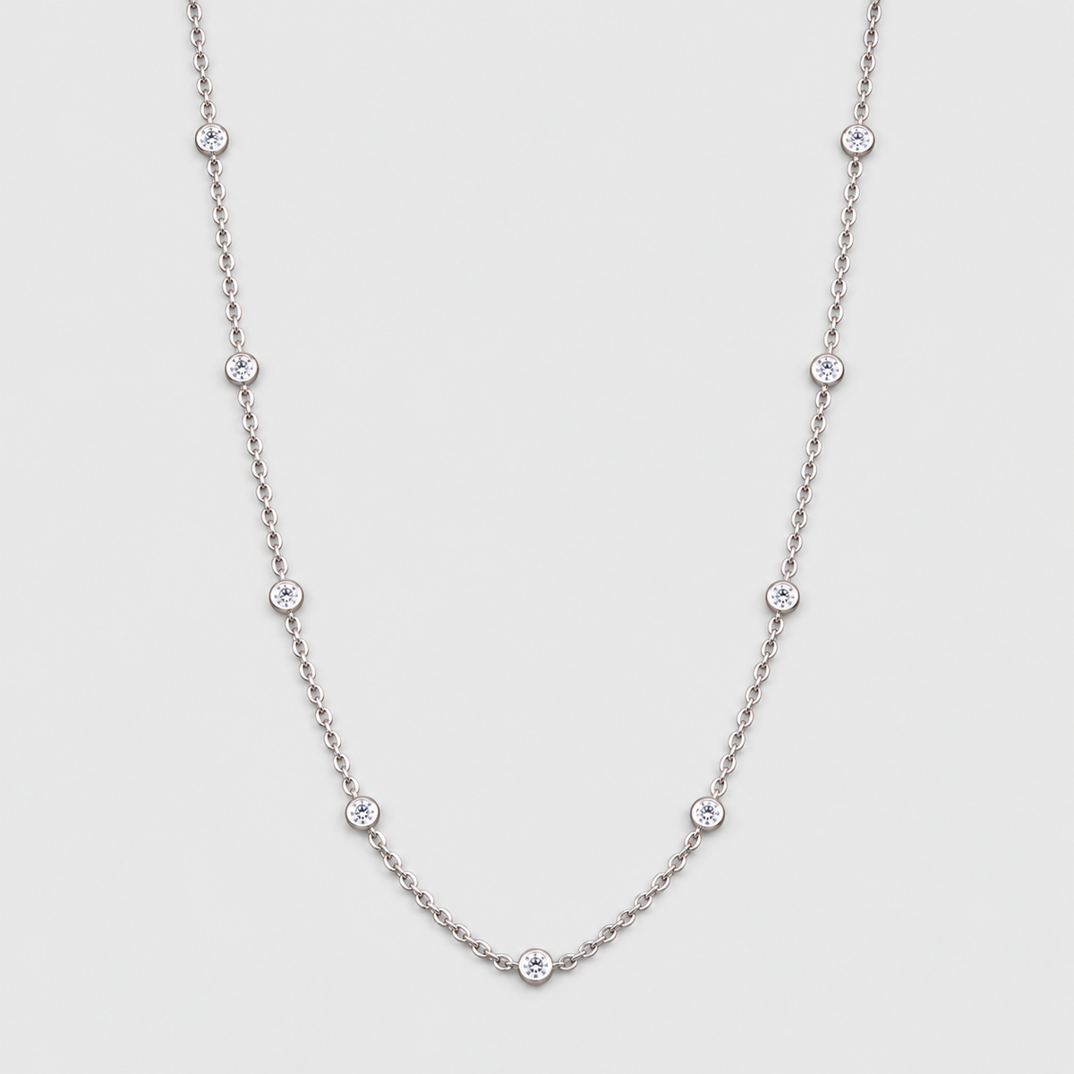 1 Ct. Lab Grown Diamond Round Cut Station Necklace (EF/VVS-VS)