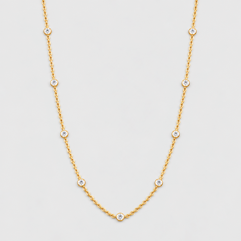 1 Ct. Lab Grown Diamond Round Cut Station Necklace (EF/VVS-VS)