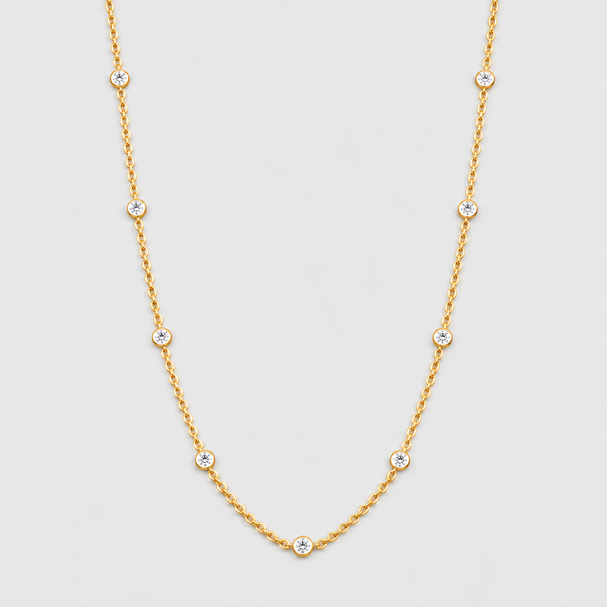 1 Ct. Lab Grown Diamond Round Cut Station Necklace (EF/VVS-VS)