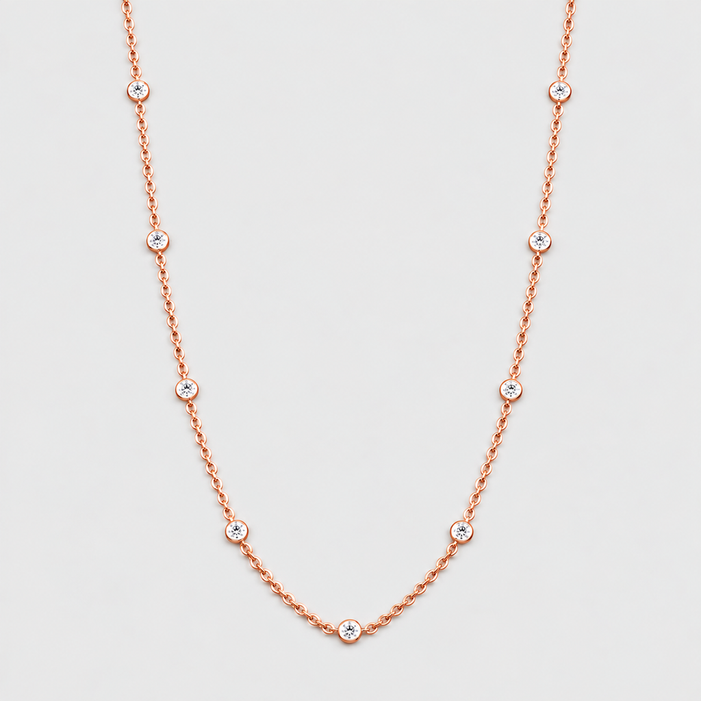 1 Ct. Lab Grown Diamond Round Cut Station Necklace (EF/VVS-VS)
