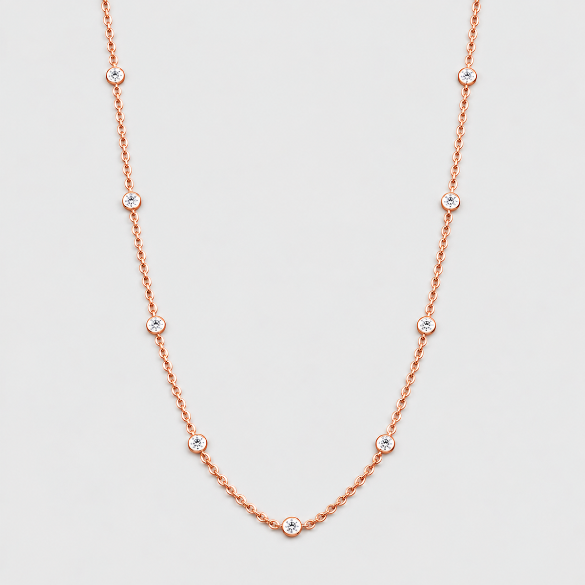 1 Ct. Lab Grown Diamond Round Cut Station Necklace (EF/VVS-VS)