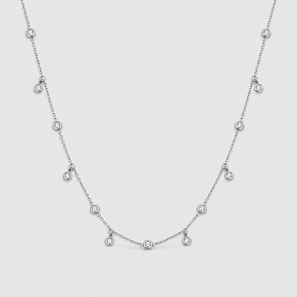 Lab Grown Diamond Round Cut Station Necklace 0.42 Ct. (EF/VVS-VS)